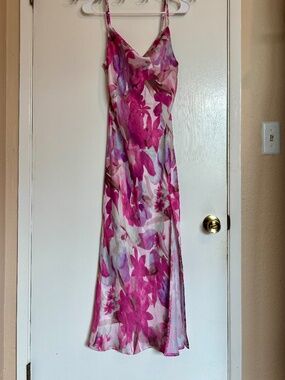 Floral Midi Dress Size 6 Spring Summer Dress Feminine Casual Wedding Guest